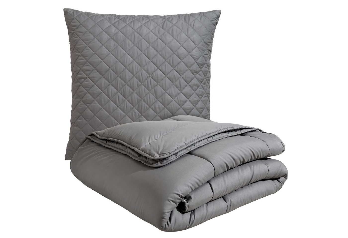 OTTO home Microfaserbettdecke + Microfaserkissen Claara Spar Set, Decke + Kissen 135x200, 155x200 cm & weitere Größen, Set mit Kissen 40x80 cm, 80x80 cm, Sommer, Herbst, Winter in grau von OTTO home