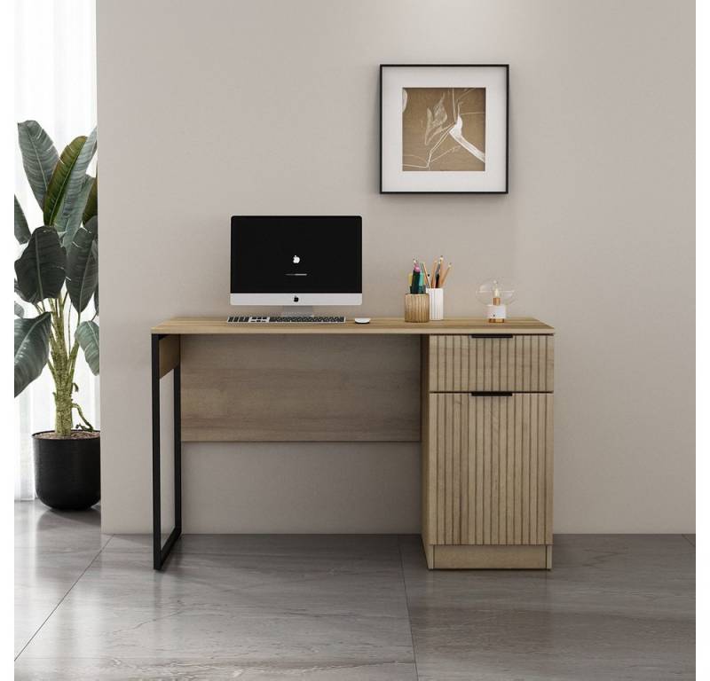 OTTO home Schreibtisch Aspea, mit Schublade, ausreichend Stauraum, moderne Rillenoptik, B. 120 cm von OTTO home