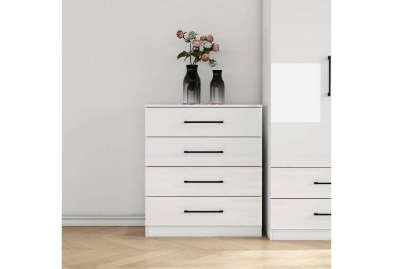OTTO home Schubkastenkommode Sylt Schlafzimmerkommode Kommode Wäscheschrank Bestseller (1 St., Viel Stauraum im Schlafzimmer mit hochglänzenden Fronten), Beistellschrank mit 4 Schubladen von OTTO home