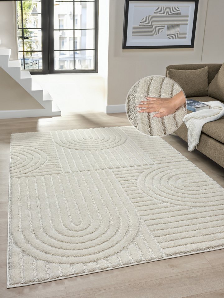 OTTO home Teppich Jonne, rechteckig, Höhe: 20 mm, Boho Design, 3D Optik, Scandi, Wohnzimmer, Schlafzimmer von OTTO home