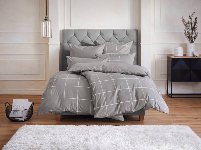 OTTO home Wendebettwäsche Nature in Gr. 135x200 oder 155x220 cm, Renforcé, 2 teilig, Bettwäsche in unregelmäßigem Karo-Muster von OTTO home