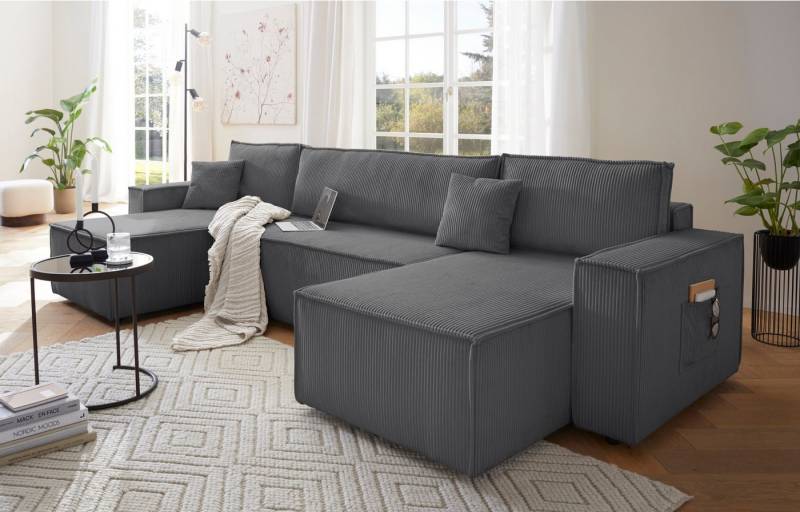 OTTO home Wohnlandschaft Cassi, 311 cm, U-Form, Schlafsofa, Dauerschläfer, Boxspringfederung, Schlaffunktion m. Bettkasten, Cord-Bezug von OTTO home