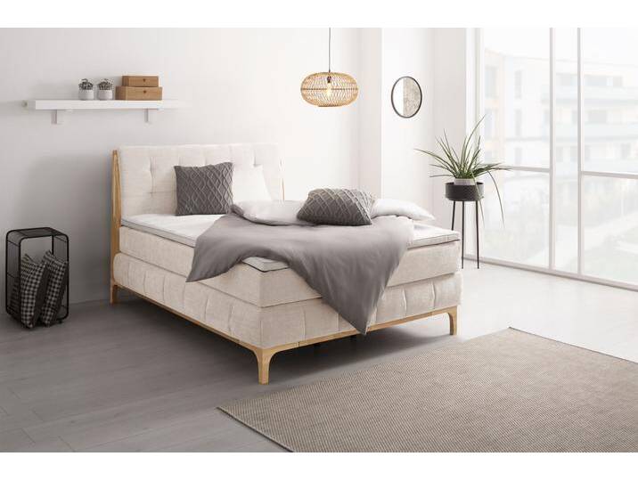 Boxspringbett OTTO PRODUCTS Jelle , beige (natur), B:161cm L:216cm, Komplettbetten, Boxspringbett, zertifizierte, recycelte Bezugsstoffe, verschiedene Ausführungen von OTTO-products
