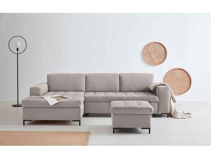Ecksofa OTTO PRODUCTS Grazzo, zeitlos und elegant, mit moderner Sitzheftung, L-Form , grau (taupe), B:266cm H:80cm T:162cm, Struktur (100% recyceltes Polyester), Luxus-Microfaser weich (100% recyceltes Polyester), Sofas, hochwertige Stoffe aus recyceltem Material, Steppung im Sitzbereich von OTTO-products