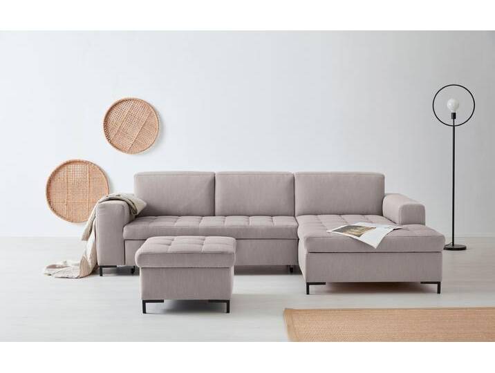 Ecksofa OTTO PRODUCTS Grazzo, zeitlos und elegant, mit moderner Sitzheftung, L-Form , grau (taupe), B:266cm H:80cm T:162cm, Struktur (100% recyceltes Polyester), Luxus-Microfaser weich (100% recyceltes Polyester), Sofas, hochwertige Stoffe aus recyceltem Material, Steppung im Sitzbereich von OTTO-products