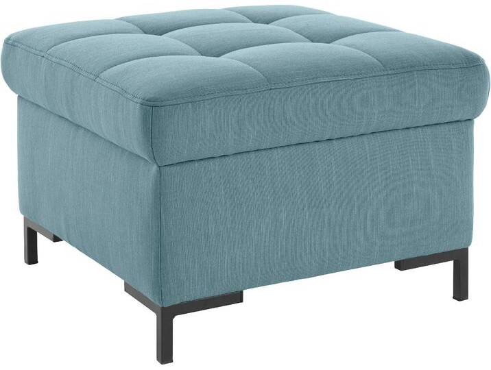 Hocker OTTO PRODUCTS Grazzo , blau (eisblau), B:64cm H:43cm T:64cm, Struktur (100% recyceltes Polyester aus PET-Flaschen), Luxus-Microfaser weich (100% recyceltes Polyester aus Kleidungsstücken), Hocker, Polsterhocker Sitzhocker, hochwertige Stoffe aus recyceltem Material, Steppung im Sitzbereich von OTTO-products