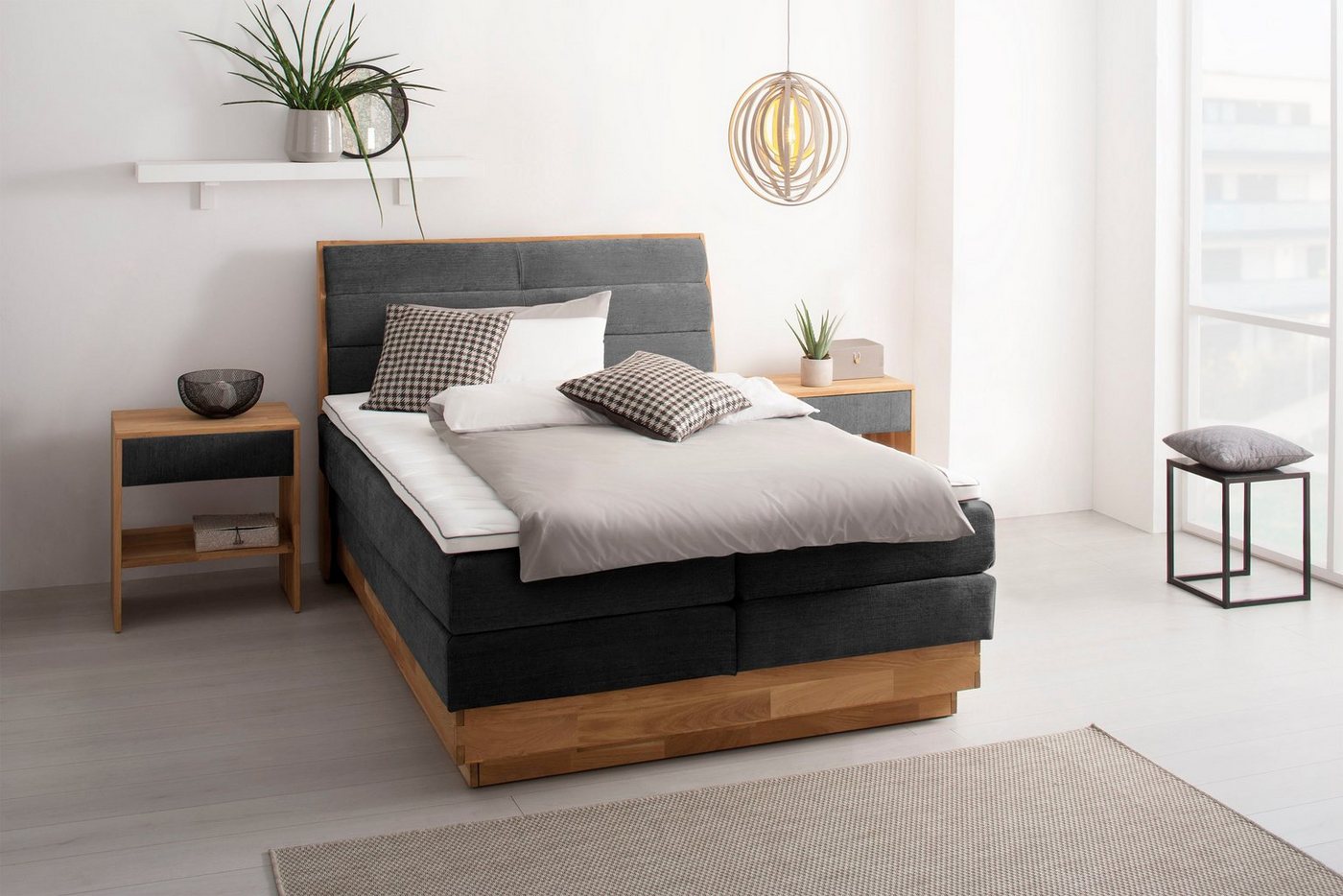 OTTO products Boxspringbett, LED-Beleuchtung, mit zertifizierten, recycelten Bezugsstoffen von OTTO products