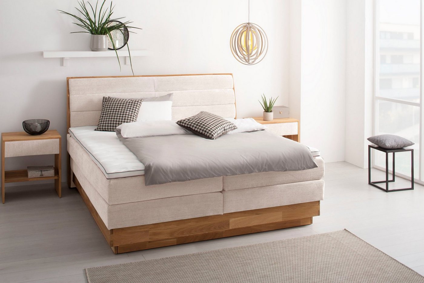 OTTO products Boxspringbett, LED-Beleuchtung, mit zertifizierten, recycelten Bezugsstoffen von OTTO products