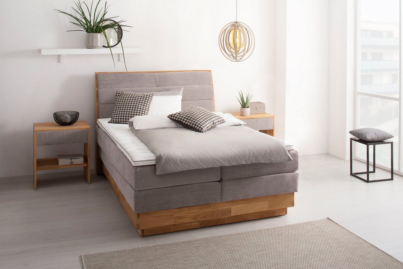 OTTO products Boxspringbett Jenna, ohne LED-Beleuchtung, mit zertifizierten, recycelten Bezugsstoffen von OTTO products