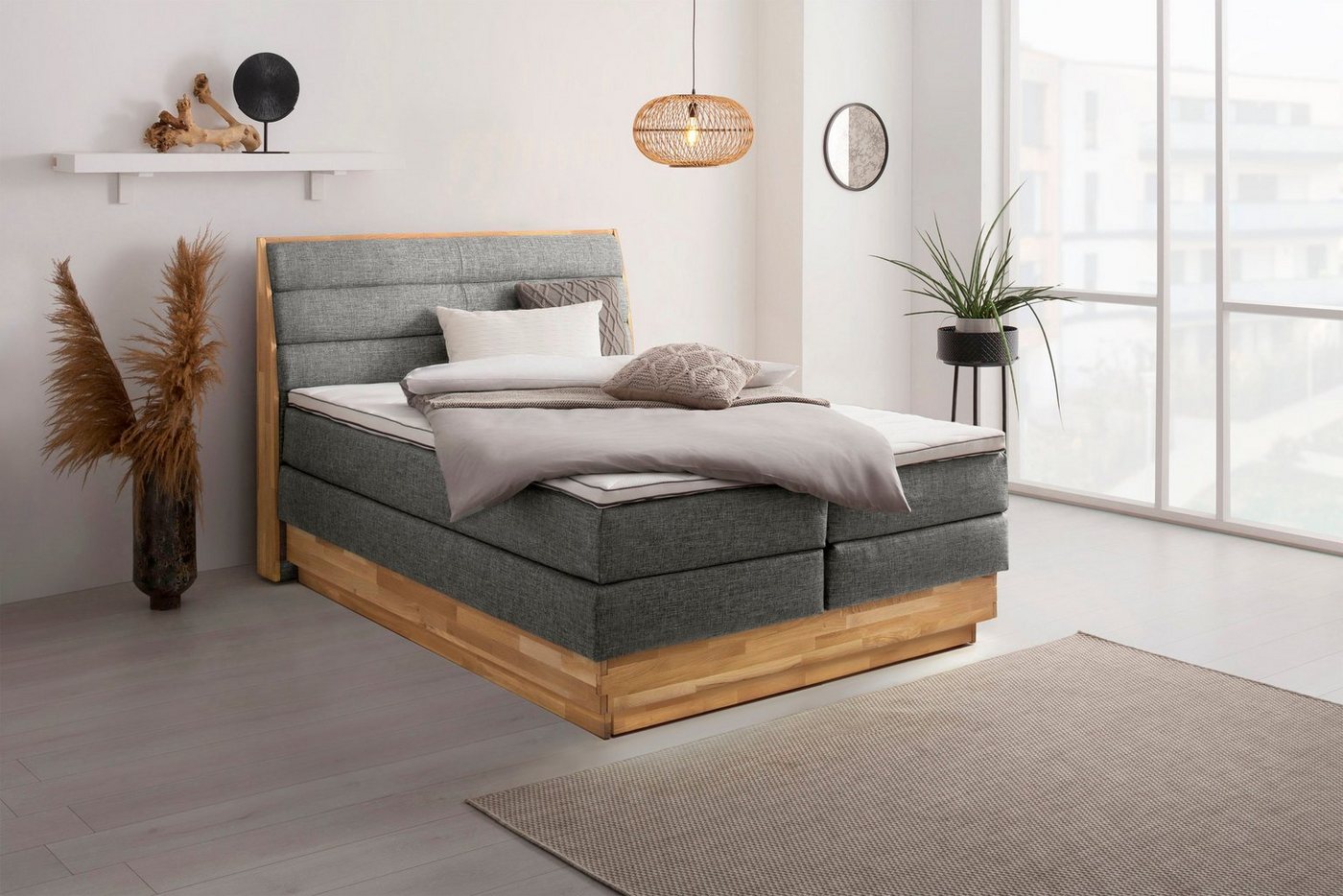 OTTO products Boxspringbett Jenna, ohne LED-Beleuchtung, mit zertifizierten, recycelten Bezugsstoffen von OTTO products