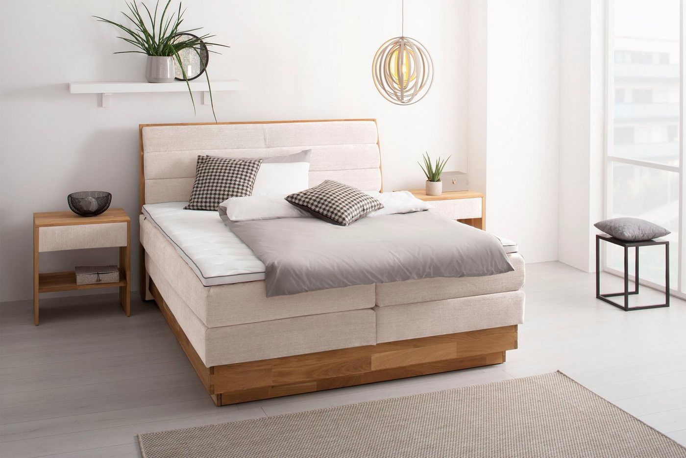 OTTO products Boxspringbett Jenna, ohne LED-Beleuchtung, mit zertifizierten, recycelten Bezugsstoffen von OTTO products