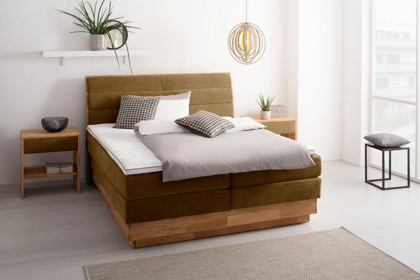 OTTO products Boxspringbett Jenna, ohne LED-Beleuchtung, mit zertifizierten, recycelten Bezugsstoffen von OTTO products