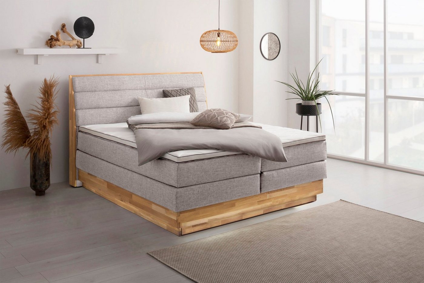 OTTO products Boxspringbett Jenna, ohne LED-Beleuchtung, mit zertifizierten, recycelten Bezugsstoffen von OTTO products