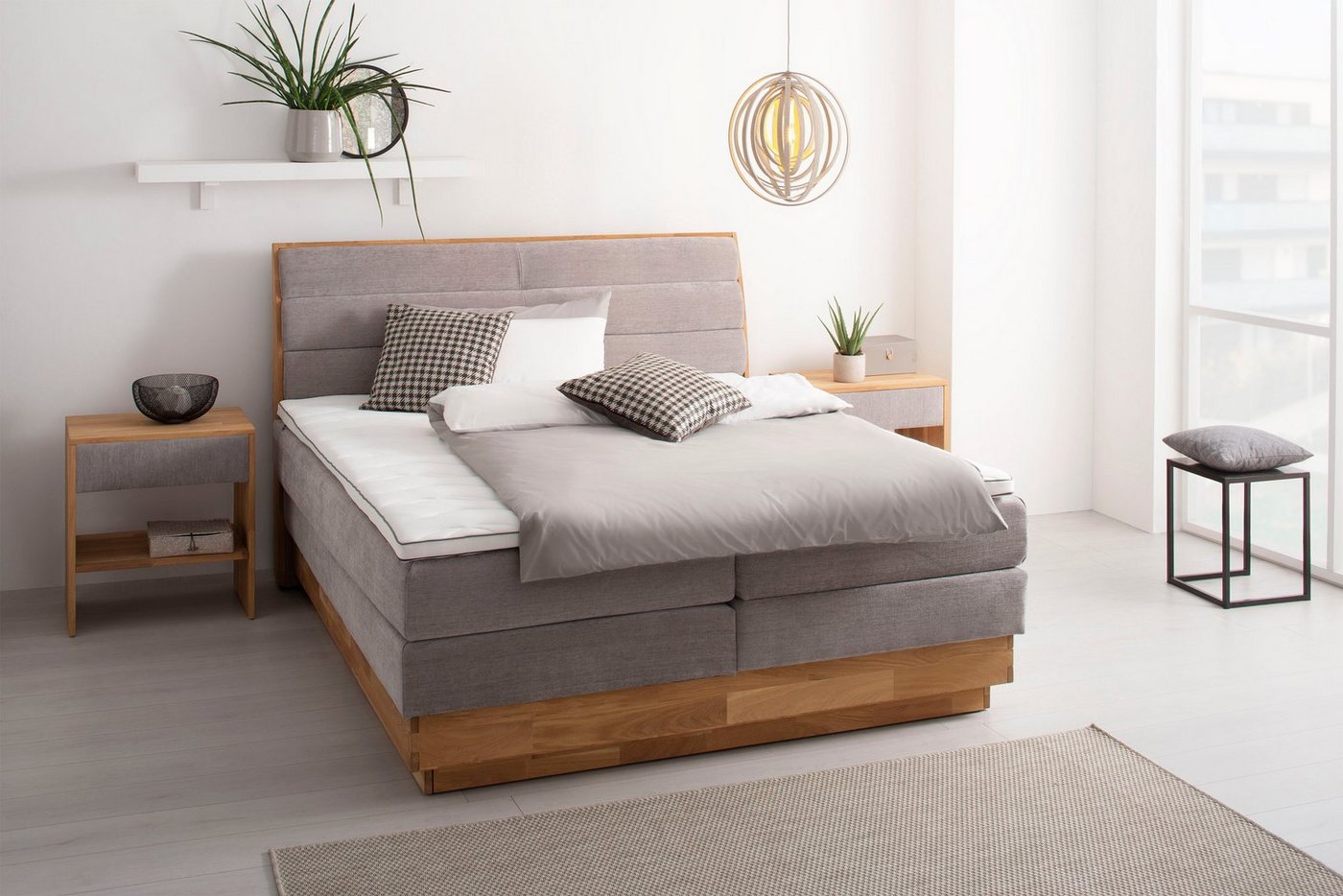 OTTO products Boxspringbett Jenna, ohne LED-Beleuchtung, mit zertifizierten, recycelten Bezugsstoffen von OTTO products