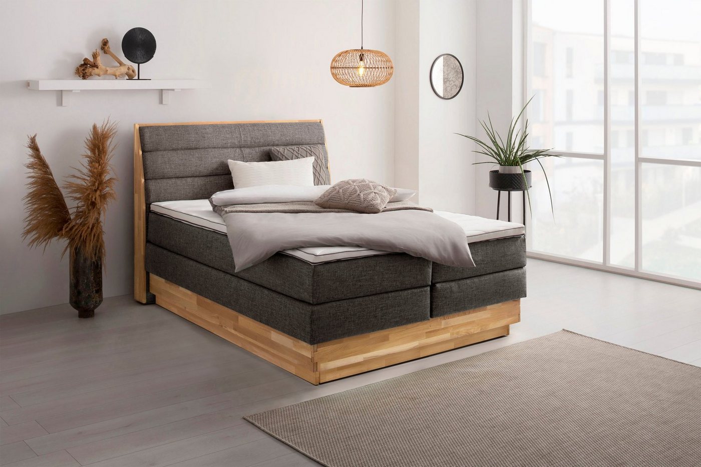 OTTO products Boxspringbett Jenna, ohne LED-Beleuchtung, mit zertifizierten, recycelten Bezugsstoffen von OTTO products