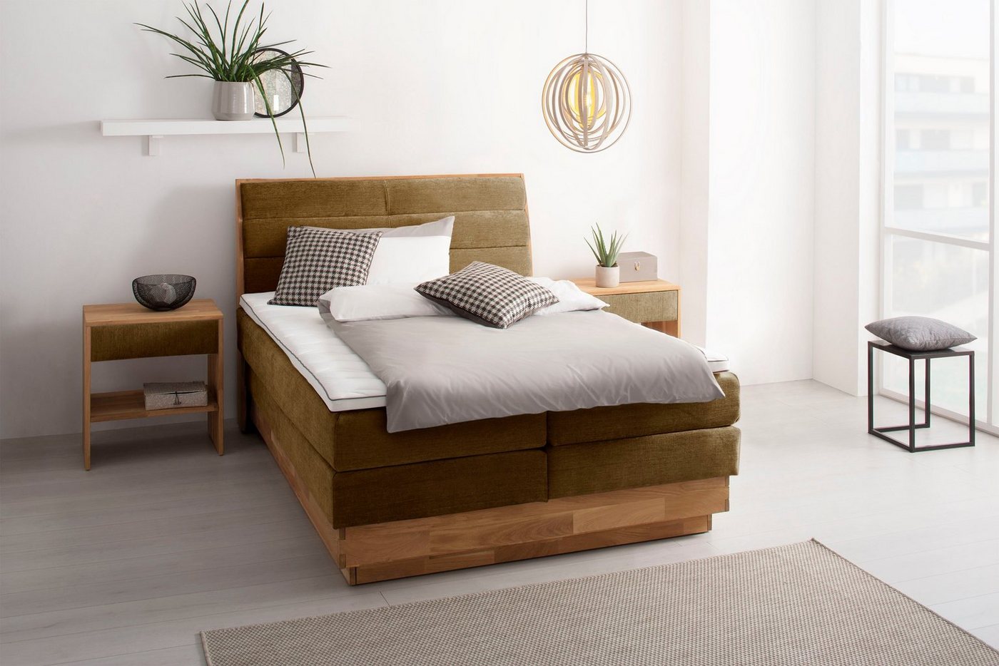 OTTO products Boxspringbett Jenna, ohne LED-Beleuchtung, mit zertifizierten, recycelten Bezugsstoffen von OTTO products