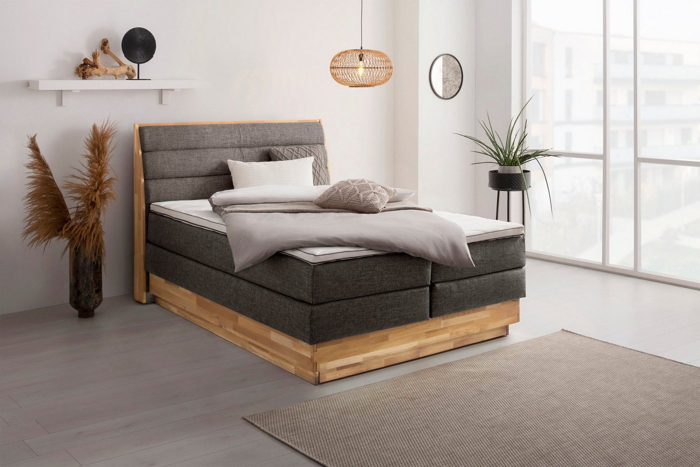 OTTO products Boxspringbett Jenna, ohne LED-Beleuchtung, mit zertifizierten, recycelten Bezugsstoffen von OTTO products