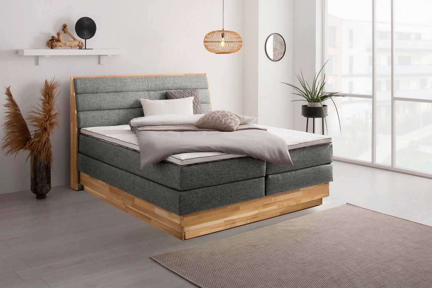 OTTO products Boxspringbett Jenna, ohne LED-Beleuchtung, mit zertifizierten, recycelten Bezugsstoffen von OTTO products