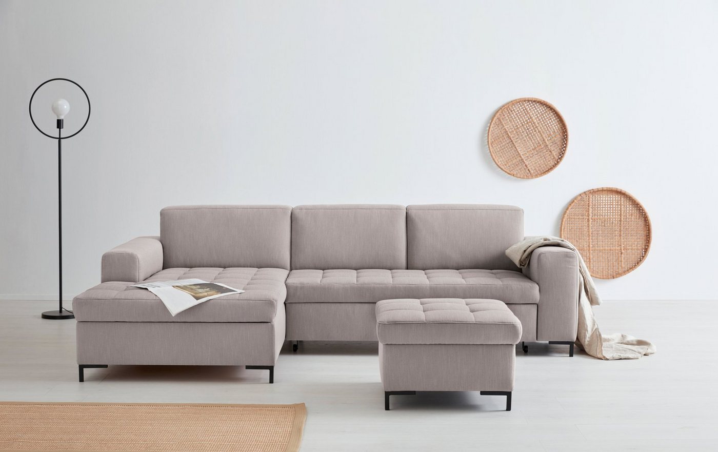 OTTO products Ecksofa Grazzo, hochwertige Stoffe aus recyceltem Material, Steppung im Sitzbereich von OTTO products