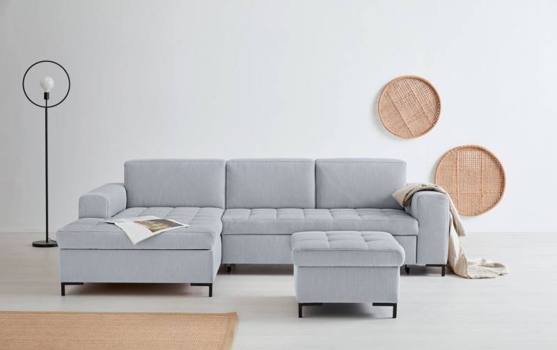 OTTO products Ecksofa Grazzo, zeitlos & elegant, moderne Sitzheftung, Breite 266cm, L-Form, hochwertige Stoffe aus recyceltem Material, Steppung im Sitzbereich von OTTO products
