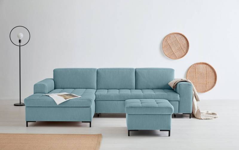 OTTO products Ecksofa Grazzo, zeitlos & elegant, moderne Sitzheftung, Breite 266cm, L-Form, hochwertige Stoffe aus recyceltem Material, Steppung im Sitzbereich von OTTO products