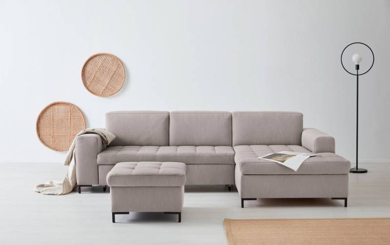 OTTO products Ecksofa Grazzo, zeitlos & elegant, moderne Sitzheftung, Breite 266cm, L-Form, hochwertige Stoffe aus recyceltem Material, Steppung im Sitzbereich von OTTO products