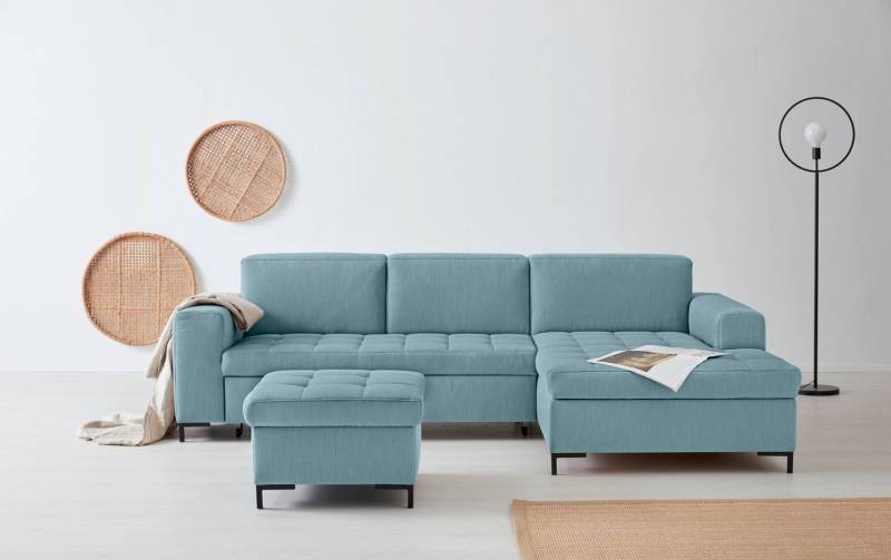 OTTO products Ecksofa Grazzo, zeitlos & elegant, moderne Sitzheftung, Breite 266cm, L-Form, hochwertige Stoffe aus recyceltem Material, Steppung im Sitzbereich von OTTO products