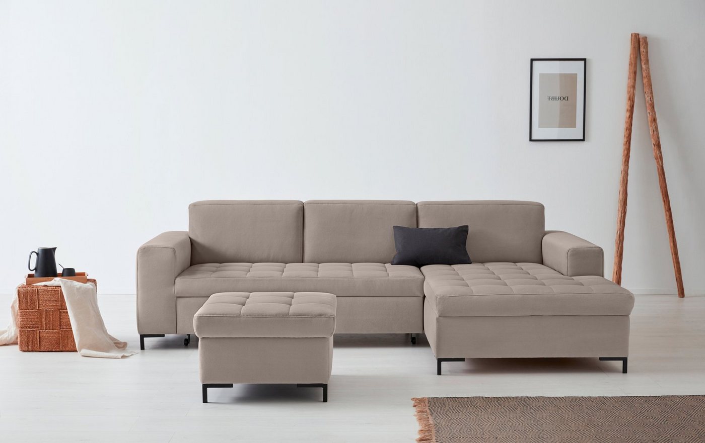 OTTO products Ecksofa Grazzo L-Form, hochwertige Stoffe aus recyceltem Material, Steppung im Sitzbereich von OTTO products