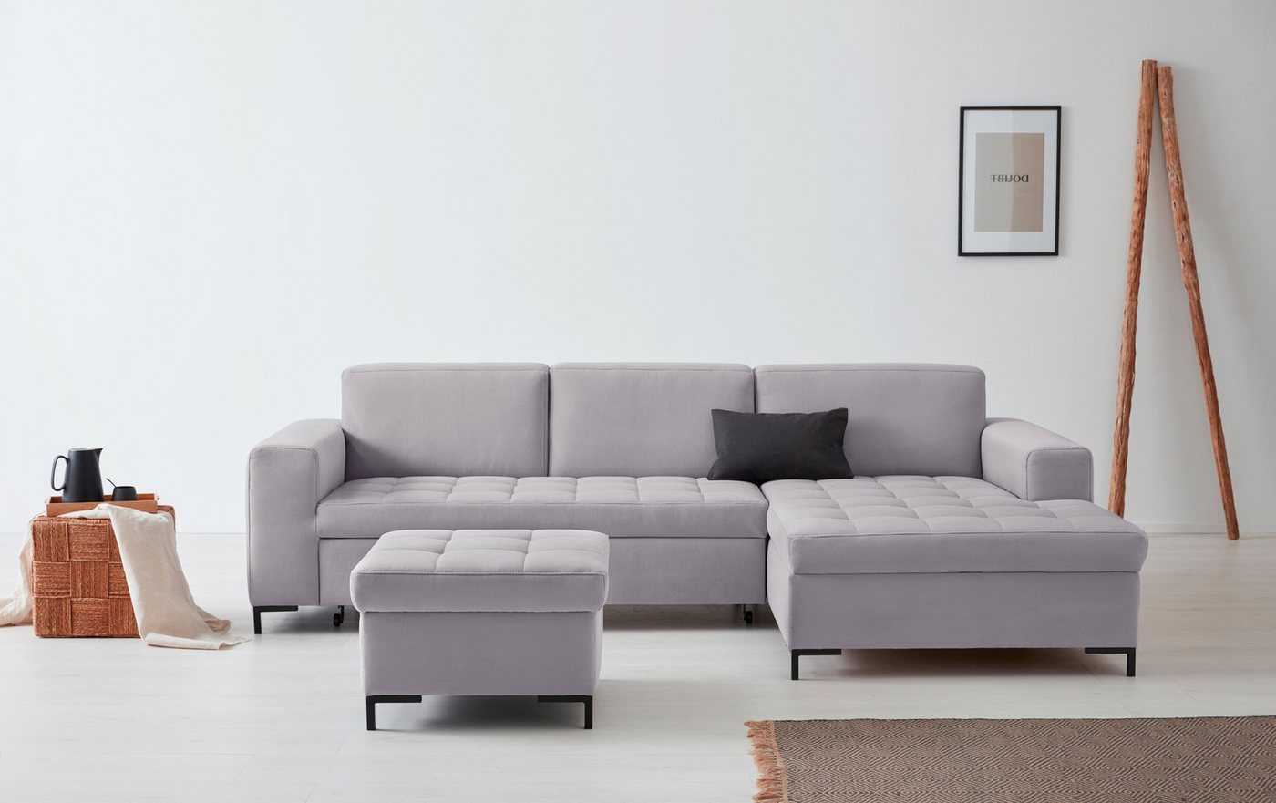 OTTO products Ecksofa Grazzo L-Form, hochwertige Stoffe aus recyceltem Material, Steppung im Sitzbereich von OTTO products