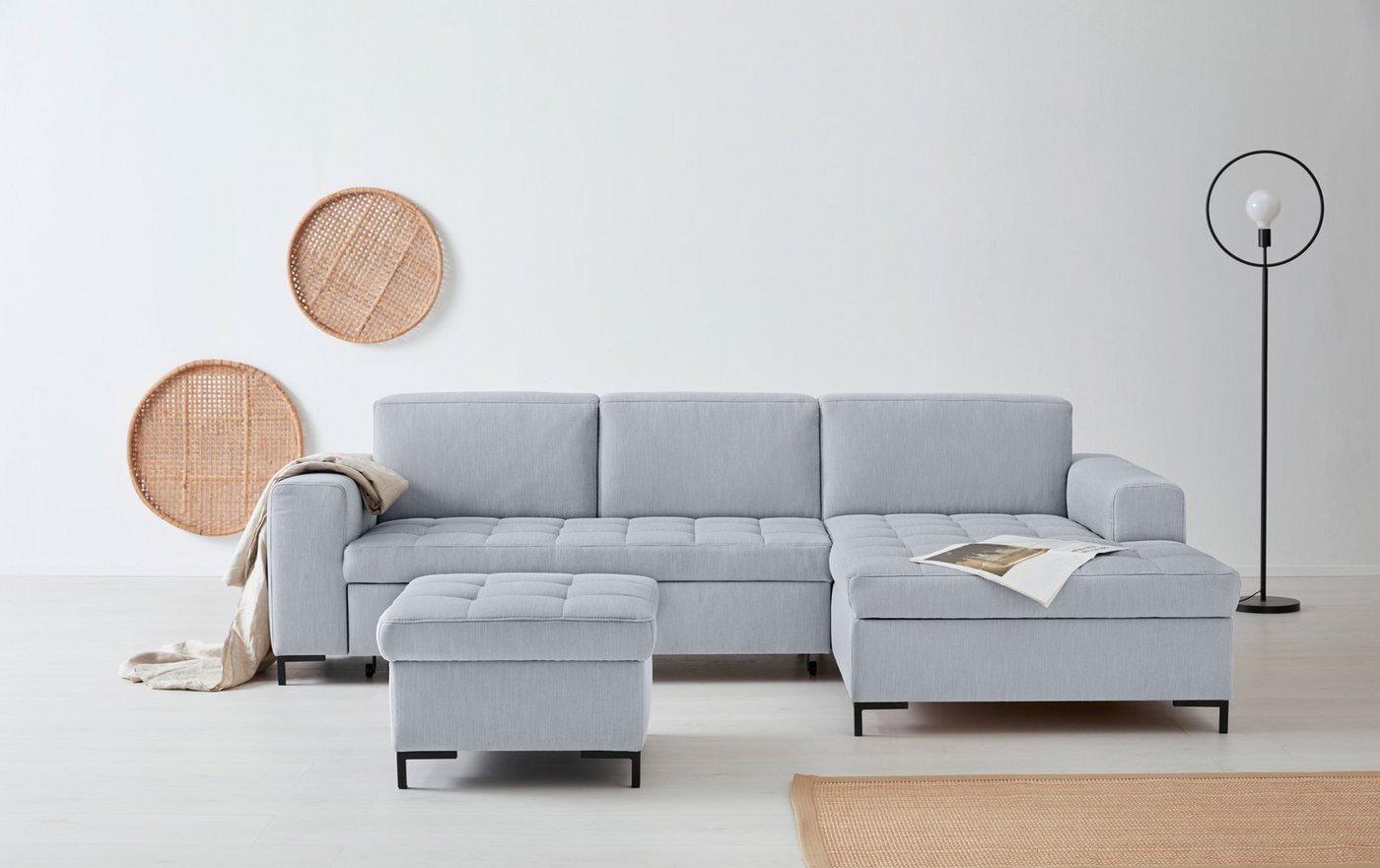 OTTO products Ecksofa Grazzo L-Form, hochwertige Stoffe aus recyceltem Material, Steppung im Sitzbereich von OTTO products