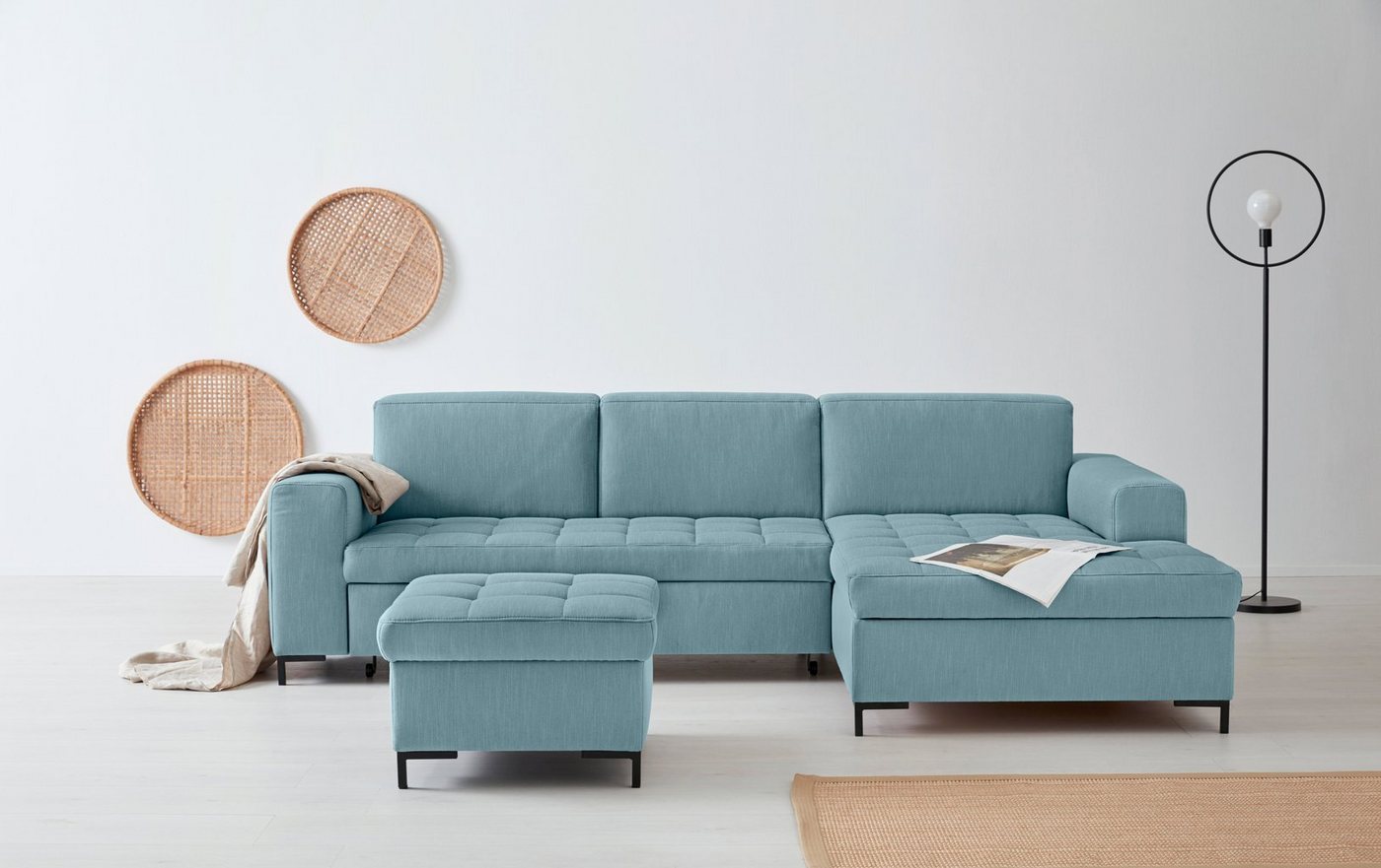 OTTO products Ecksofa Grazzo, hochwertige Stoffe aus recyceltem Material, Steppung im Sitzbereich von OTTO products