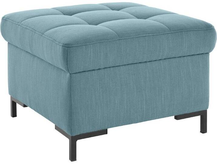 OTTO products Hocker Grazzo, hochwertige Stoffe aus recyceltem Material, Steppung im Sitzbereich, blau, eisblau von OTTO-products