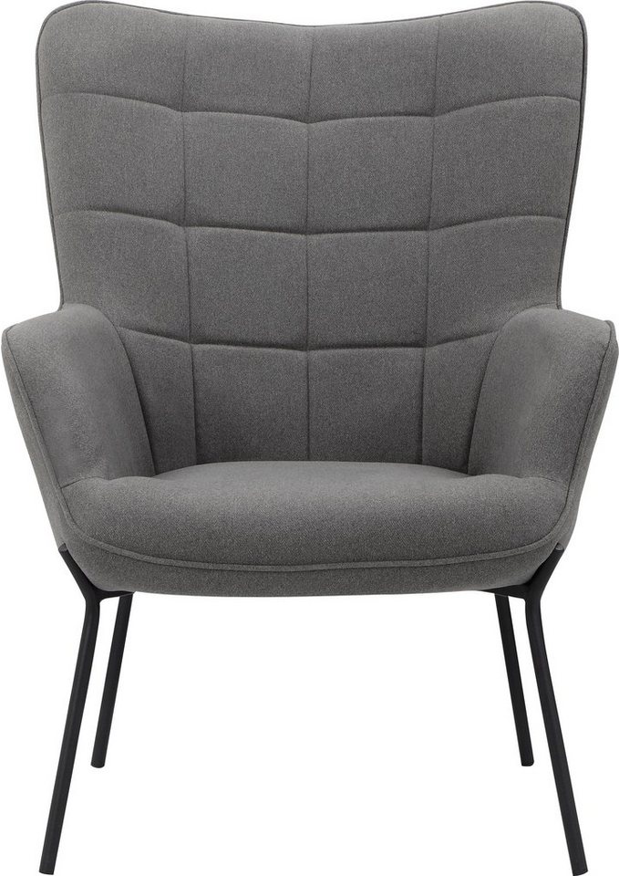 OTTO products Loungesessel Luukas, Ohrensessel mit Metallbeinen, (1-St), Stoff recyceltes Polyester, Sitz und Rücken gepolstert, Sitzhöhe 46 cm von OTTO products