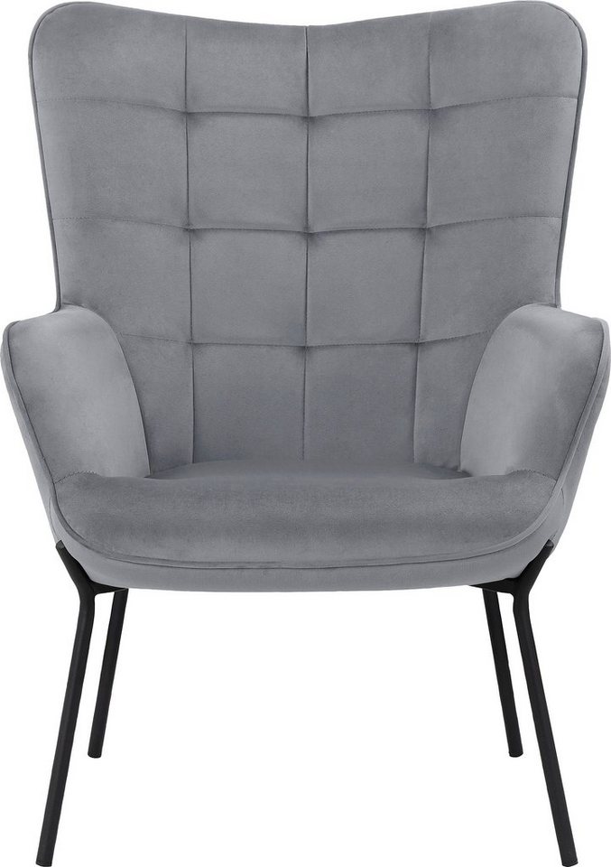 OTTO products Loungesessel Luukas, Ohrensessel mit Metallbeinen, (1-St), Stoff recyceltes Polyester, Sitz und Rücken gepolstert, Sitzhöhe 46 cm von OTTO products