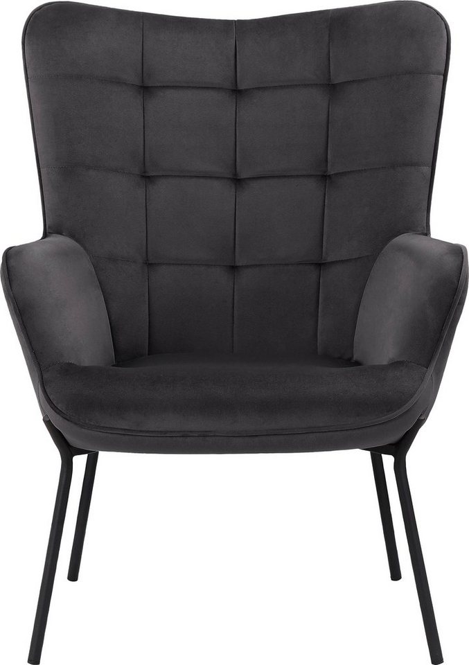 OTTO products Loungesessel Luukas, Ohrensessel mit Metallbeinen, (1-St), Stoff recyceltes Polyester, Sitz und Rücken gepolstert, Sitzhöhe 46 cm von OTTO products
