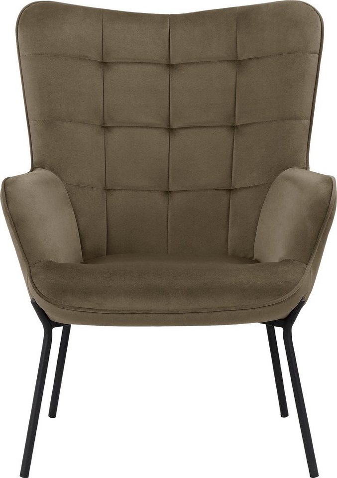 OTTO products Loungesessel Luukas, Ohrensessel mit Metallbeinen, (1-St), Stoff recyceltes Polyester, Sitz und Rücken gepolstert, Sitzhöhe 46 cm von OTTO products