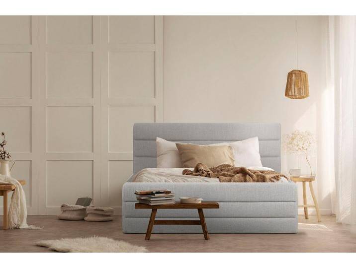 OTTO products Polsterbett Merrit, Quernaht im Kopf- und Fußteil, in 5 Breiten, auch in 220 cm Länge, beige, beige von OTTO-products
