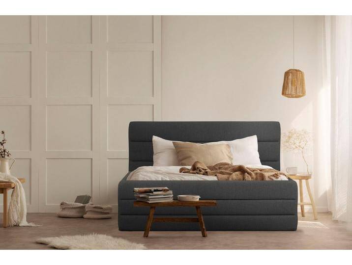 OTTO products Polsterbett Merrit, Quernaht im Kopf- und Fußteil, in 5 Breiten, auch in 220 cm Länge, grau, anthrazit von OTTO-products
