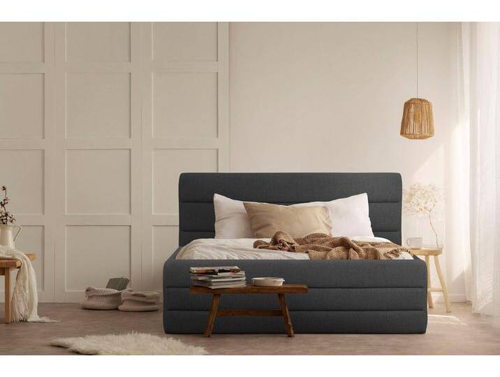 OTTO products Polsterbett Merrit, Quernaht im Kopf- und Fußteil, in 5 Breiten, auch in 220 cm Länge, grau, anthrazit von OTTO-products