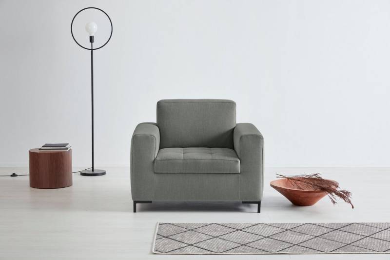 OTTO products Sessel Grazzo Loungesessel, moderne Sitzheftung, bequemer Einzelsessel, hochwertige Stoffe aus recyceltem Material, Steppung im Sitzbereich von OTTO products