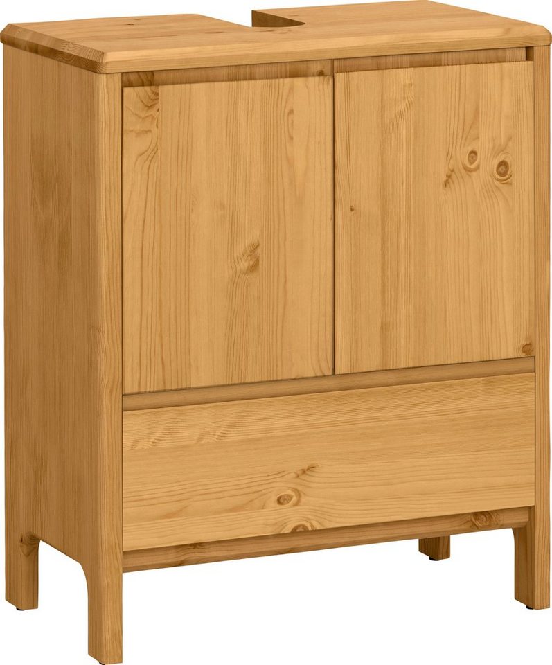 OTTO products Waschbeckenunterschrank Jorrick Breite 60 cm, Kiefer mit Bio Öl/Wachs behandelt, Siphonausschnitt von OTTO products