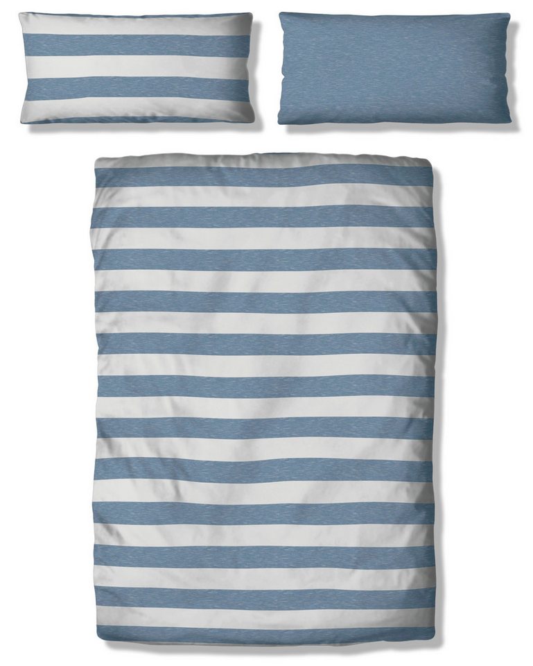 OTTO products Wendebettwäsche Big Stripe, Renforcé (Bio-Baumwolle), 2 teilig, 100% Bio-Baumwolle GOTS zertifiziert, Streifen-Design in Melange-Optik von OTTO products