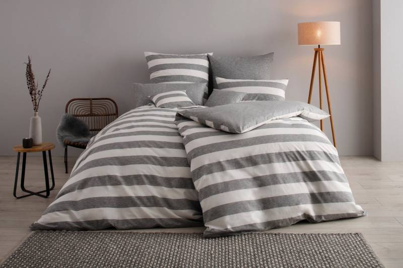 OTTO products Wendebettwäsche Big Stripe, Renforcé (Bio-Baumwolle), 2 teilig, 100% Bio-Baumwolle GOTS zertifiziert, Streifen-Design in Melange-Optik von OTTO products