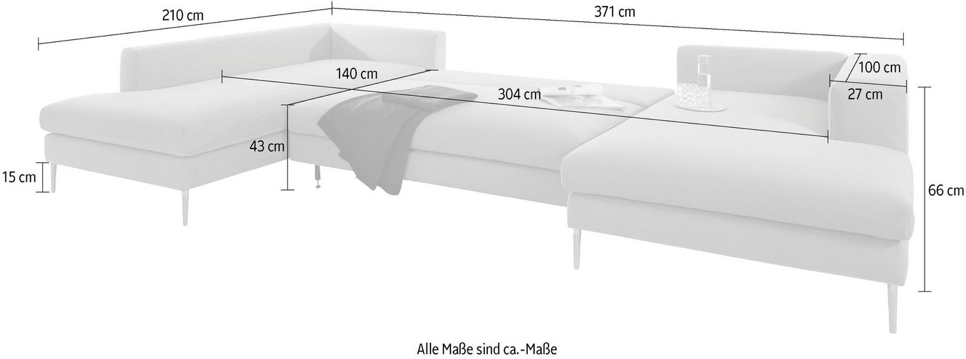 OTTO products Wohnlandschaft Finnja, Bettfunktion (371cm x 83cm x 210cm) oder ohne (351cm x 83cm x 170cm) von OTTO products