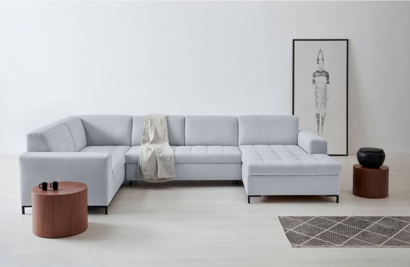 OTTO products Wohnlandschaft Grazzo, aktuelle Steppung im Sitz, viel Platz, U-Form, Breite 332cm, hochwertige Stoffe aus recyceltem Material, Steppung im Sitzbereich von OTTO products