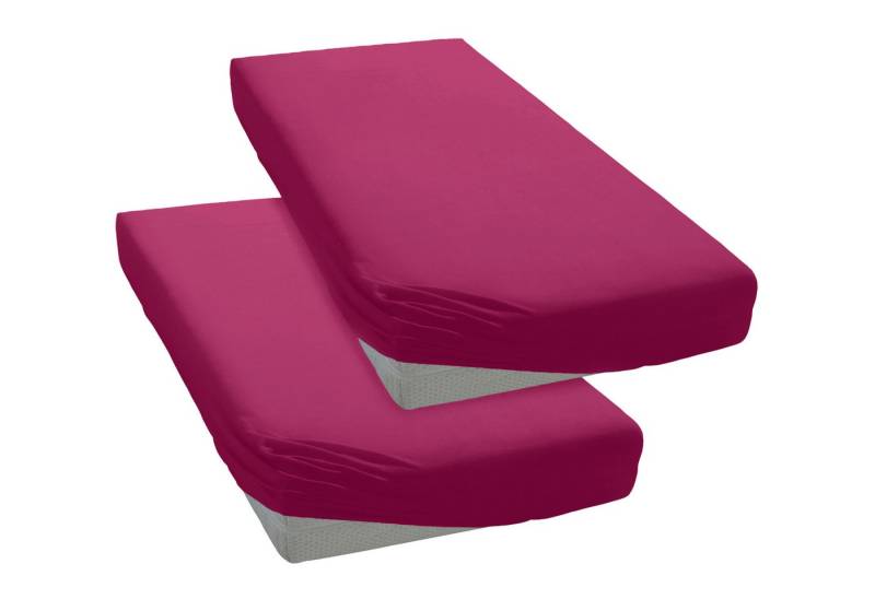 my home Spannbettlaken PAPRIKA, Microfaser-Jersey, Gummizug: rundum, (2 Stück), Bettlaken, Laken, in zwei Qualitäten: Fleece & Jersey, 100% Polyester von my home