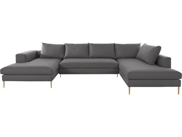Wohnlandschaft OTTO PRODUCTS Finnja, viel Platz, wahlweise Bettfunktion und Bettkasten, U-Form , grau (dunkelgrau), B:371cm H:83cm T:210cm, Struktur fein: aus recycleten PET-Flaschen (100% PES), Sofas, Wohnlandschaft von OTTO-products