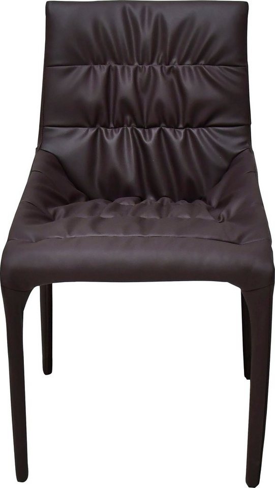 Leonique 4-Fußstuhl Dakota, Polsterstuhl, dunkelbraun, Kunstleder-Look, schwarze Beine, 47x60x84 von Leonique