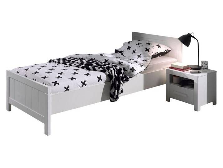 58 aufm Kessel Bettgestell Bett mit Nachtkommode Karalynn Jugendbett mit Nachtkonsole MDF Weiß (inkl. Versand, Lieferung bis Verwendungsstelle), Liegefläche 90x200, geplankte Optik von OTTO
