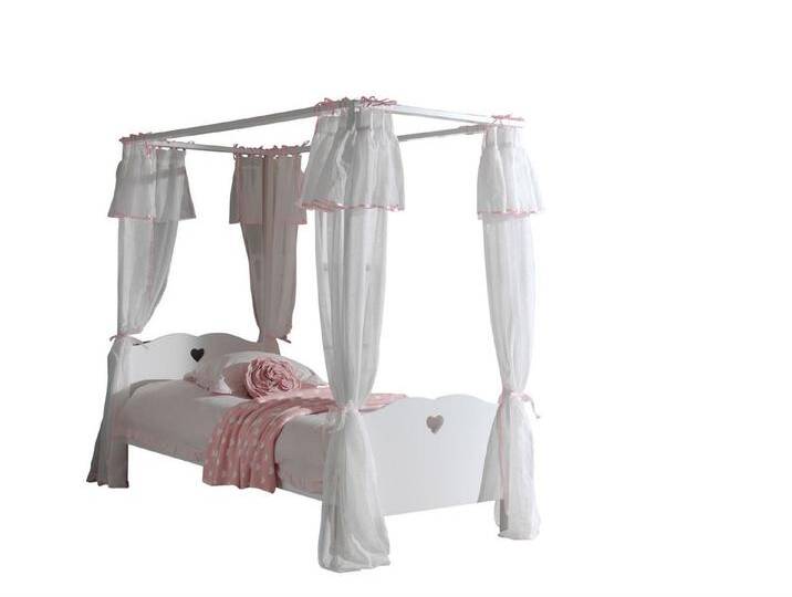 58 aufm Kessel Bettgestell Himmelbett Kamila 211x96x187 Komplettzimmer MDF Weiß AMCO62 (inkl. Versand, Lieferung bis Verwendungsstelle), Liegefläche 90 x 200 cm, mit herzförmigen Ausschnitten von OTTO